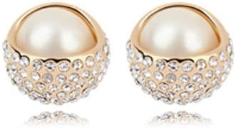 Rarelove Swarovski Elements Crystal White And Egg Round Stud earrings
