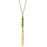 1960s Vintage Inspired Emerald & Gold Hues Pen Necklace