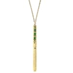 1960s Vintage Inspired Emerald & Gold Hues Pen Necklace