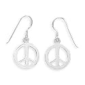 Polished Peace Symbol French Wire Earrings