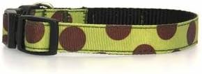 Walk-e-Woo Polka Dot Dog Collar (Moss Green/Brown) (XSmall)