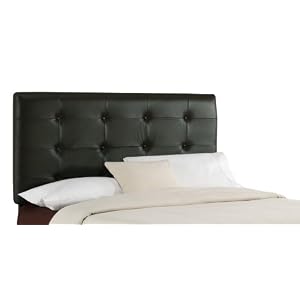 Southport California King Tufted Black Leather Headboard by Skyline Furniture by Skyline Furniture