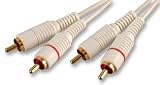 5m High Quality Pro Gold Stereo L R phono RCA cables set. White cable