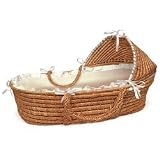 Beige Gingham Honey Moses Basket with Hood