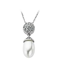 Sterling Silver Freshwater Pearl and White Topaz Pendant