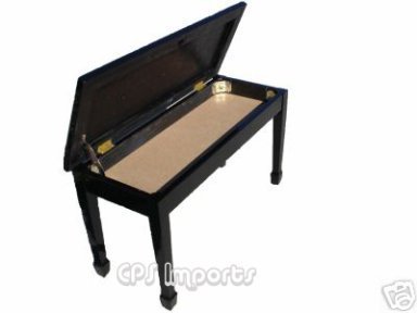 Ebony Leather Concert Grand Duet Piano Bench