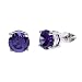 8mm Round CZ Tanzanite Sterling Silver Stud Earrings