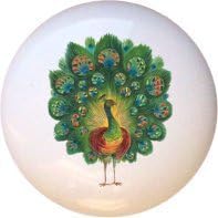 Ceramic Knob - Peacock #002 - Birds