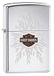 Zippo Harley-Davidson Engraved Flames Lighter (Silver, 5 1/2 x 3 1/2 cm)