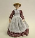 Heidi Ott Dolls House Doll, Maid with Dark Red Check