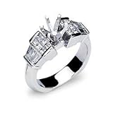 Augusta 18k White Diamond Ring (12 Princesses = .45, 6 Baguette = .50)