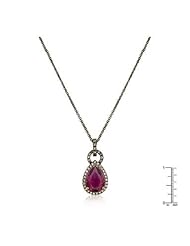 Antique Bronze Fuchsia CZ Pendant Necklace