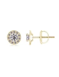 1 ct Solitaire Diamond Stud Earrings in Yellow Gold