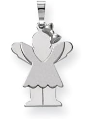 14k White Gold Small Girl with Bow on Right Engravable Charm Cyber Monday Special
