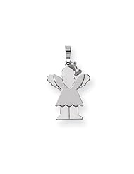14k White Gold Small Girl with Bow on Right Engravable Charm