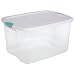 Sterilite 18888004 66-Quart See-Through Latch Box with White Lid and Peacock Latches