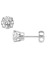 14k White Gold Round Diamond Stud Earring (.48 Carats, G Color, SI2 Clarity)