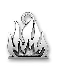 Sterling Silver Campfire Fireplace Wildfire Firefighters Fire Flame Charm