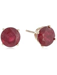10k Gold 6mm Round Ruby Basket 4-Prong Solitaire Earrings