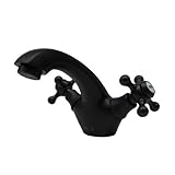 〔INK-0303087G〕　クロスレバーハンドル　混合水栓 洗面ボウル・洗面台用蛇口　ブラック（黒）