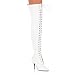 Vanity 4 Inch Lace-Up Thigh Boot, Side Zip White Patent Pleaser
