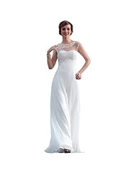 Floor Length Sleeveless Empire   Waistline Keyhole  Pleated Sheer Beaded  Dress With Rhinestones