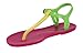 Ian! By Soda Jelly Flat Thong Ankle Strap Sandals in Yellow Green Fuchsia Colorblock