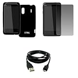 EMPIRE Black Silicone Skin Case Cover + Screen Protector + USB Data Cable f ....