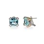 Designer Style Blue Topaz CZ Earrings with Gold Accents