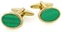 Classic oval gold plated cufflinks with malachite with presentation box