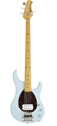 Ernie Ball Music Man Classic Collection Sterling 4 String Bass - Single Humbucker Powder Blue Finished Birdseye Maple Neck Shell Pickguard