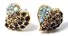 Adorable Topaz, Gold and AB Crystal Embellished Mini Heart Stud 3/8
