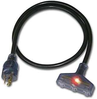 15-Foot 10-Gauge SJTW 30Amp Lighted 3-Way Generator Cord w/ L5-30 Plug