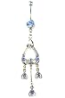 Stainless Steel Heart Belly Ring with Light Blue CZ - Sold Individually