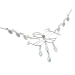 Filigree Butterfly with Genuine Rainbow Moonstone Cascading Drops 18" Sterling Silver Necklace