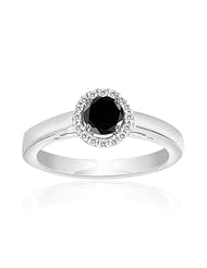 0.60 Cts Black & White Diamond Ring in Silver