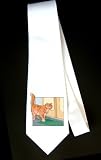 Party Decoration Necktie with mat, orange, cat, pet, door