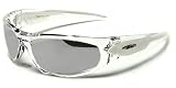 X-Loop Lunettes de Soleil - Sport - Cyclisme - Ski - Conduite - Motard / Mod. 1200 Blanc Cristal / Taille Unique Adulte / Protection 100% UV400
