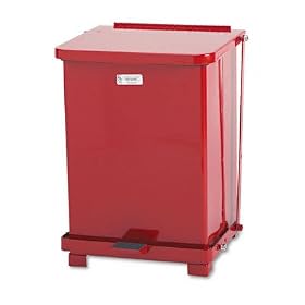 Trash Container, Step-On, Steel, 7 Gallon, Red URIST7ERDPL by United Receptacle