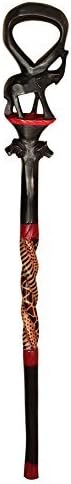 African Elephant and Lion Wood Walking Cane (Hand Made in Kenya) by Stoneage Arts Global