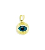 14k Solid Gold Evil Eye Diamond Cut Lucky Charm Pendant