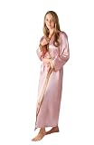 Classic Long Satin Robe with Contrast Trim, Sizes Small to 3X