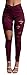 BAIFERN Womens High Waisted Pants Skinny Ripped Destroyed Hole Long Denim Trousers