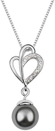 Rarelove Swarovski Elements Crystal Black Drop Round Pendant Necklace