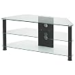 Large Glass Corner TV Stand - Black Legs with Clear Glass