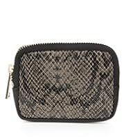 Autograph Leather Faux Snakeskin Zip Purse