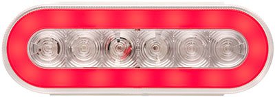 6″ Oval GloLight LED Stop/Turn/Tail Light, 22 Super Diode with Grommet and PL3 connector – Clear with Red LED’s