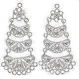 Sterling Silver Filigree Tiered Chandelier Earrings 47mm