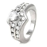 Sterling Silver Cubic Zirconia Solitaire Engagement Heart Ring - size 6