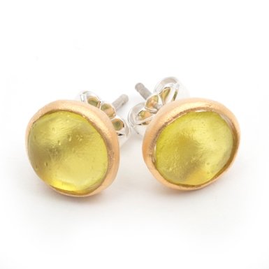 Glass Circle Stud Earrings by Michael Vincent Michaud (Olive)